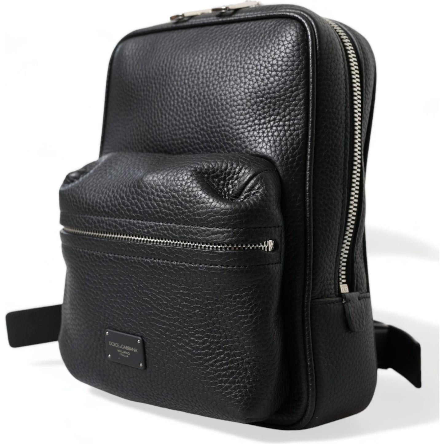 Dolce & Gabbana Black Calfskin Leather Logo Palermo Backpack Bag BAG1304