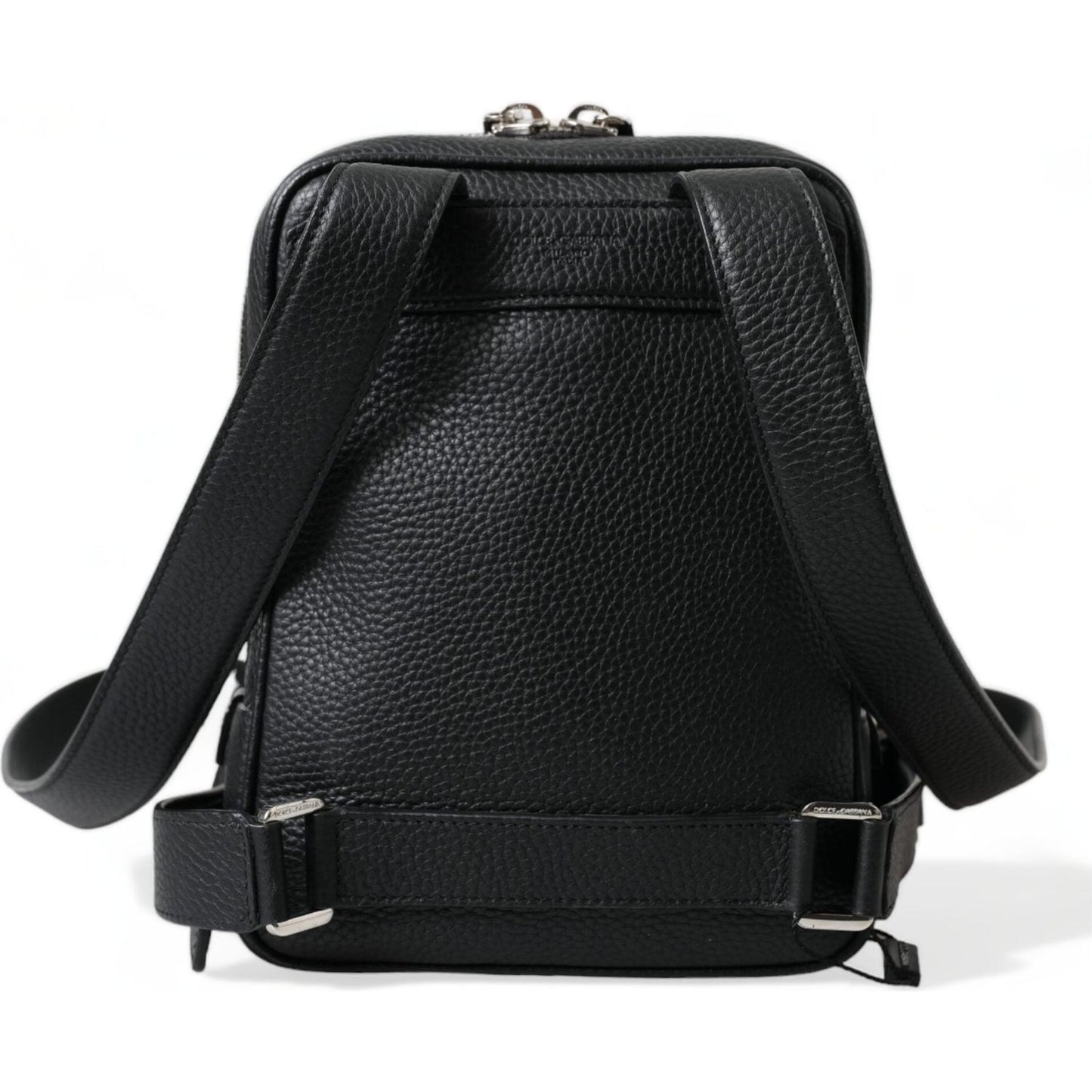 Dolce & Gabbana Black Calfskin Leather Logo Palermo Backpack Bag BAG1304