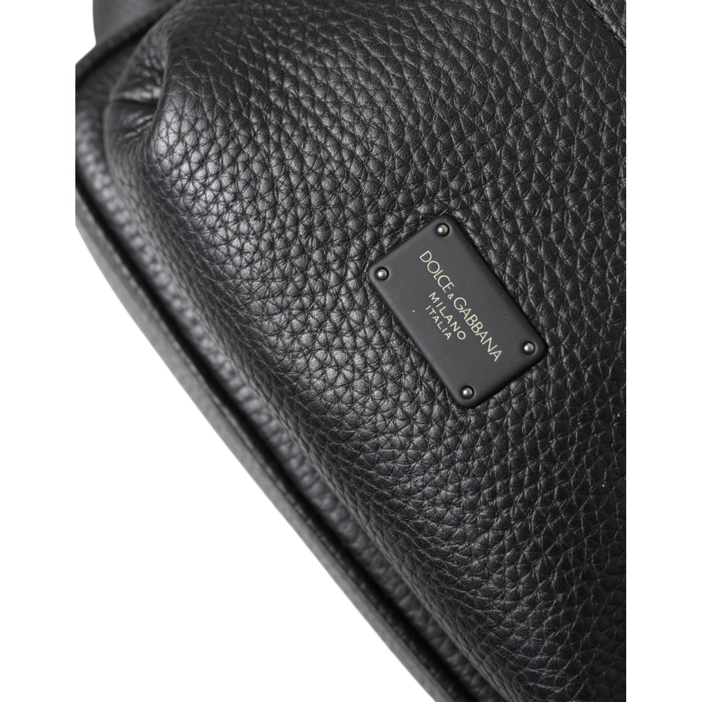 Dolce & Gabbana Black Calfskin Leather Logo Palermo Backpack Bag BAG1304