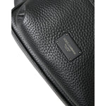 Dolce & Gabbana Black Calfskin Leather Logo Palermo Backpack Bag BAG1304