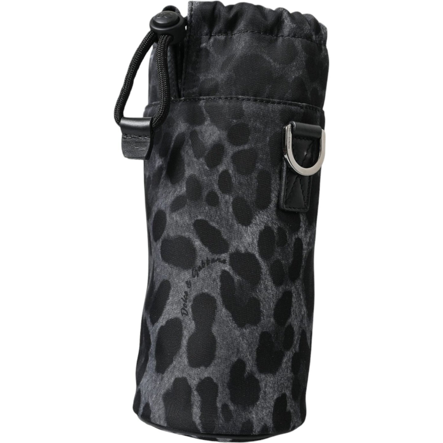 Dolce & Gabbana Black Leopard Round Slim Tote Bottle Cage Bag BAG1352
