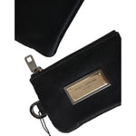 Dolce & Gabbana Black Nylon Logo Plaque Keyring Pouch Clutch Bag BAG1373
