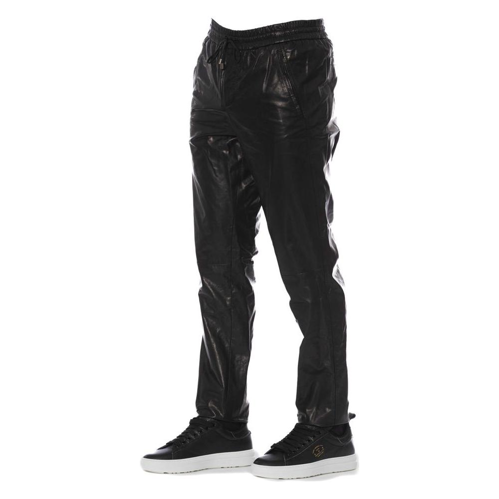 Trussardi Sleek Black Leather Trousers for Men TR-24082-IT50-FBB-176