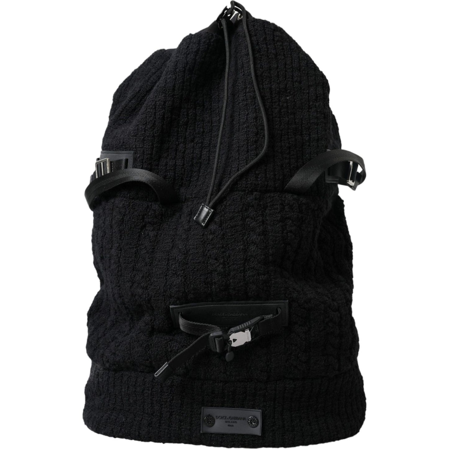 Dolce & Gabbana Black Silver Wool Zaino Tricot Backpack Men Bag BAG1157