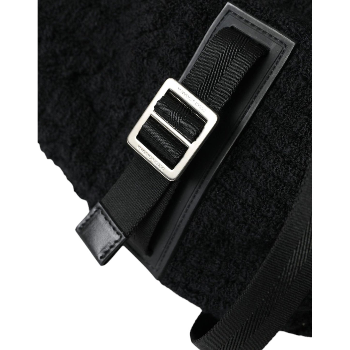Dolce & Gabbana Black Silver Wool Zaino Tricot Backpack Men Bag BAG1157