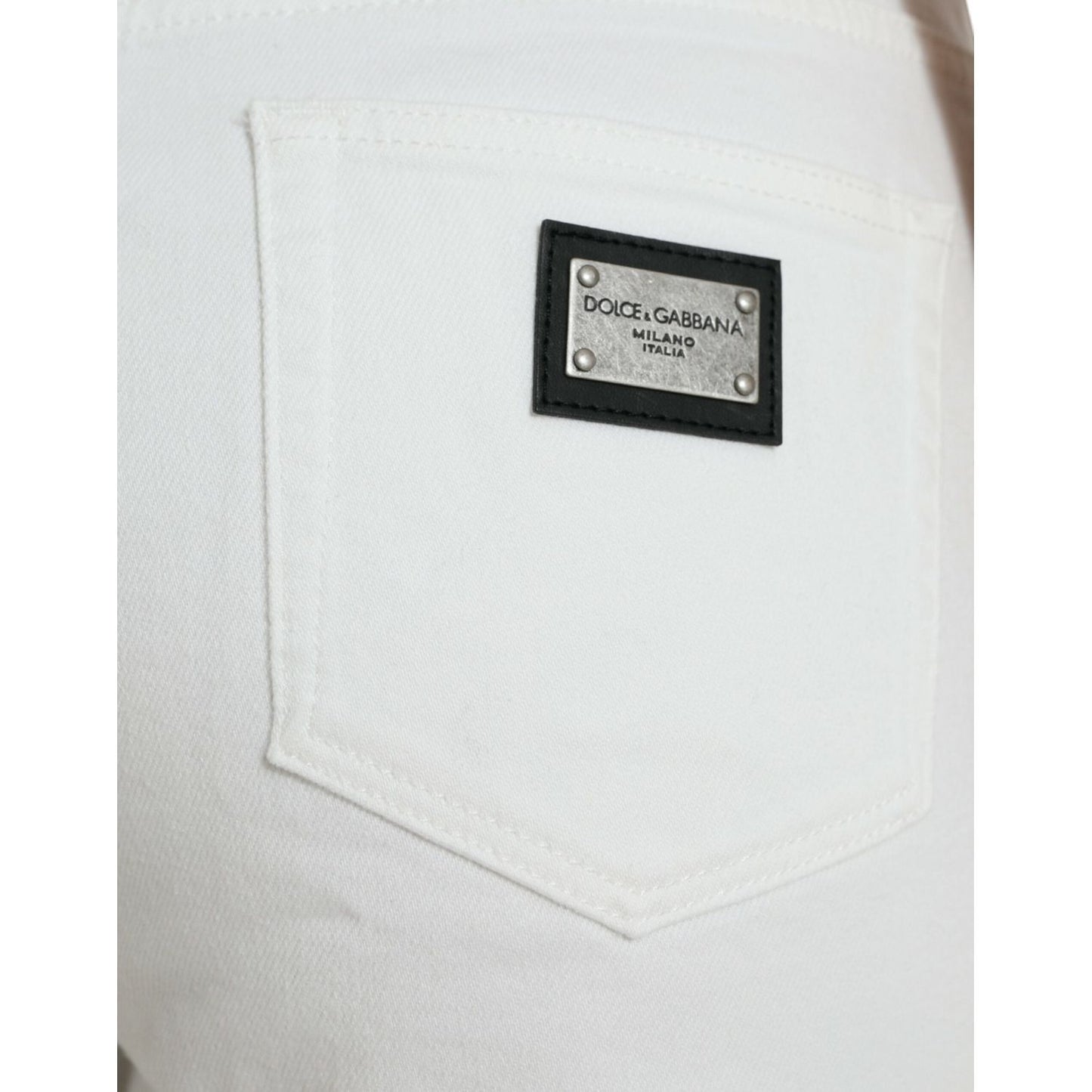 Dolce & Gabbana White Cotton Cropped Wide Leg Denim Jeans PAN33333-42