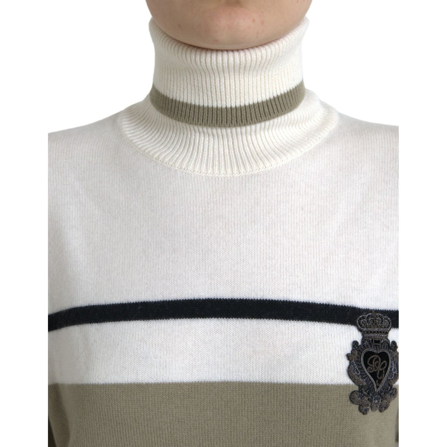 Dolce & Gabbana Multicolor Stripe Wool Logo Pullover Sweater TSH84341-44