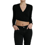 Dolce & Gabbana Black Wool V-neck Crossed Cardigan Sweater TSH84344-42