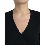 Dolce & Gabbana Black Wool V-neck Crossed Cardigan Sweater TSH84344-42