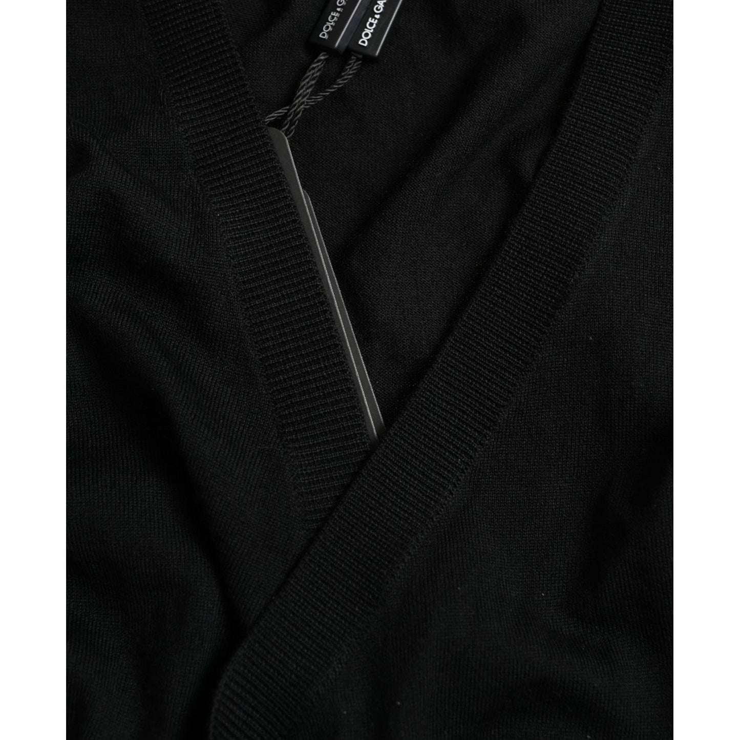 Dolce & Gabbana Black Wool V-neck Crossed Cardigan Sweater TSH84344-42