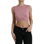 Dolce & Gabbana Pink Crew Neck Cropped Sleeveless Tank Top TSH84520-48