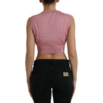 Dolce & Gabbana Pink Crew Neck Cropped Sleeveless Tank Top TSH84520-48