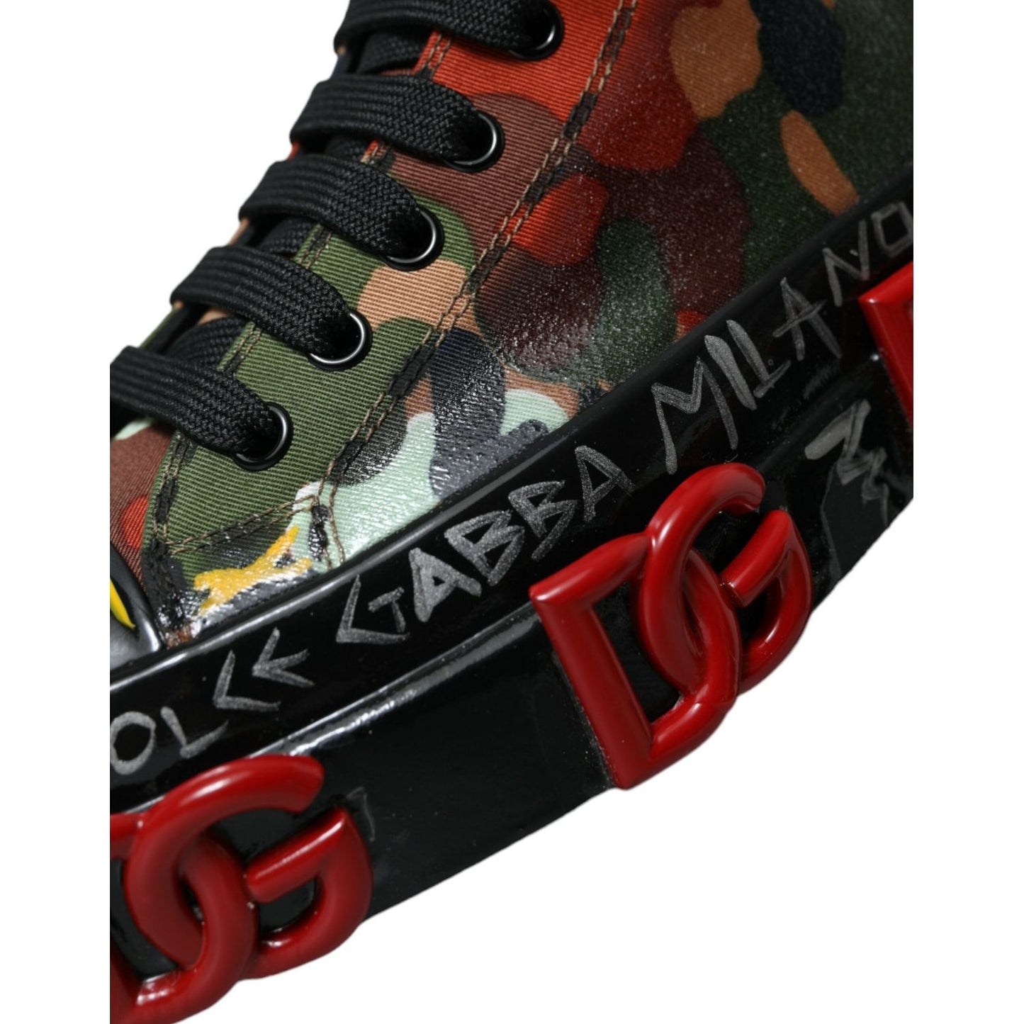 Dolce & Gabbana Multicolor Camouflage High Top Sneakers Shoes MV5549-40
