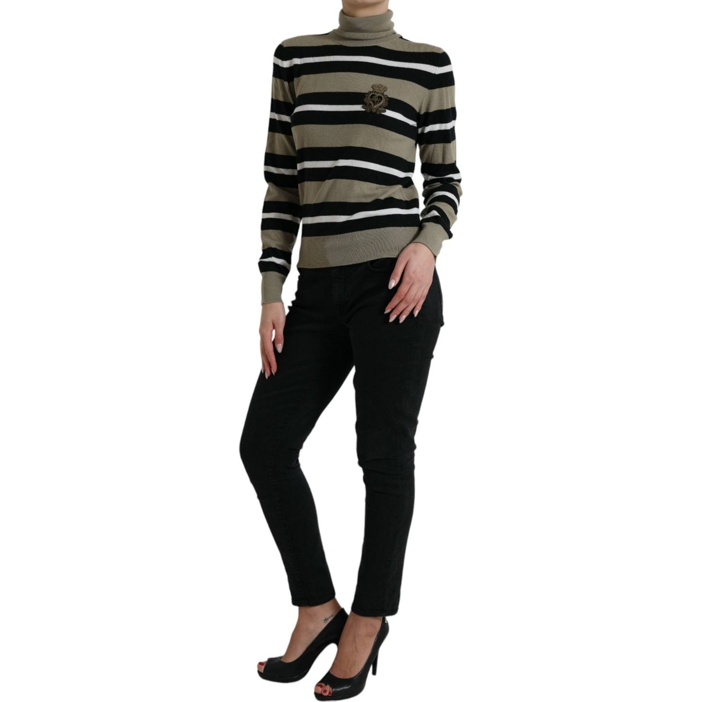 Dolce & Gabbana Multicolor Stripe Wool Logo Pullover Sweater TSH84526-42