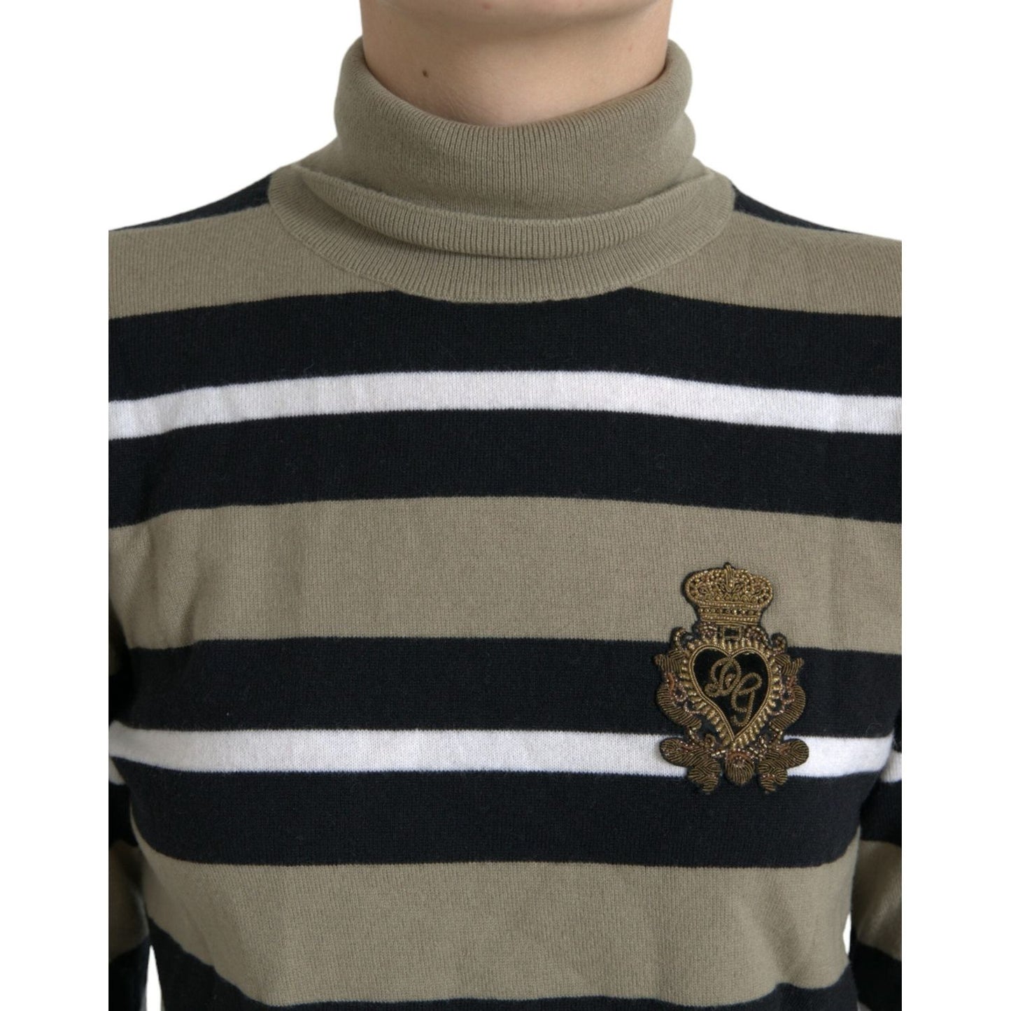 Dolce & Gabbana Multicolor Stripe Wool Logo Pullover Sweater TSH84526-42