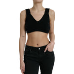 Dolce & Gabbana Black Cropped Cashmere V-neck Bustier Top TSH84537-44