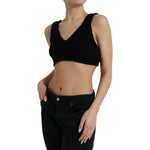 Dolce & Gabbana Black Cropped Cashmere V-neck Bustier Top TSH84537-44