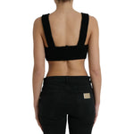 Dolce & Gabbana Black Cropped Cashmere V-neck Bustier Top TSH84537-44