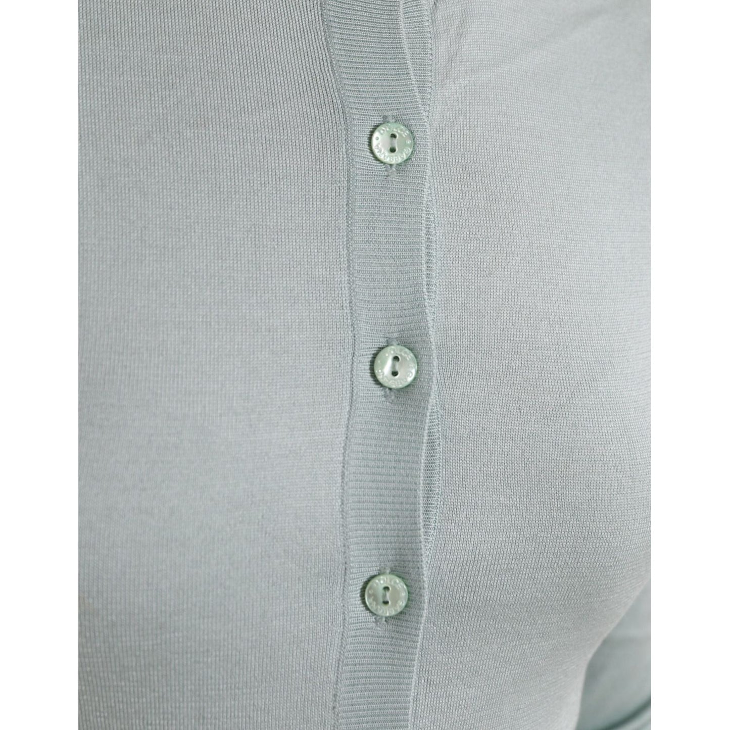 Dolce & Gabbana Light Blue Silk Crew Neck Cardigan Sweater TSH84538-44