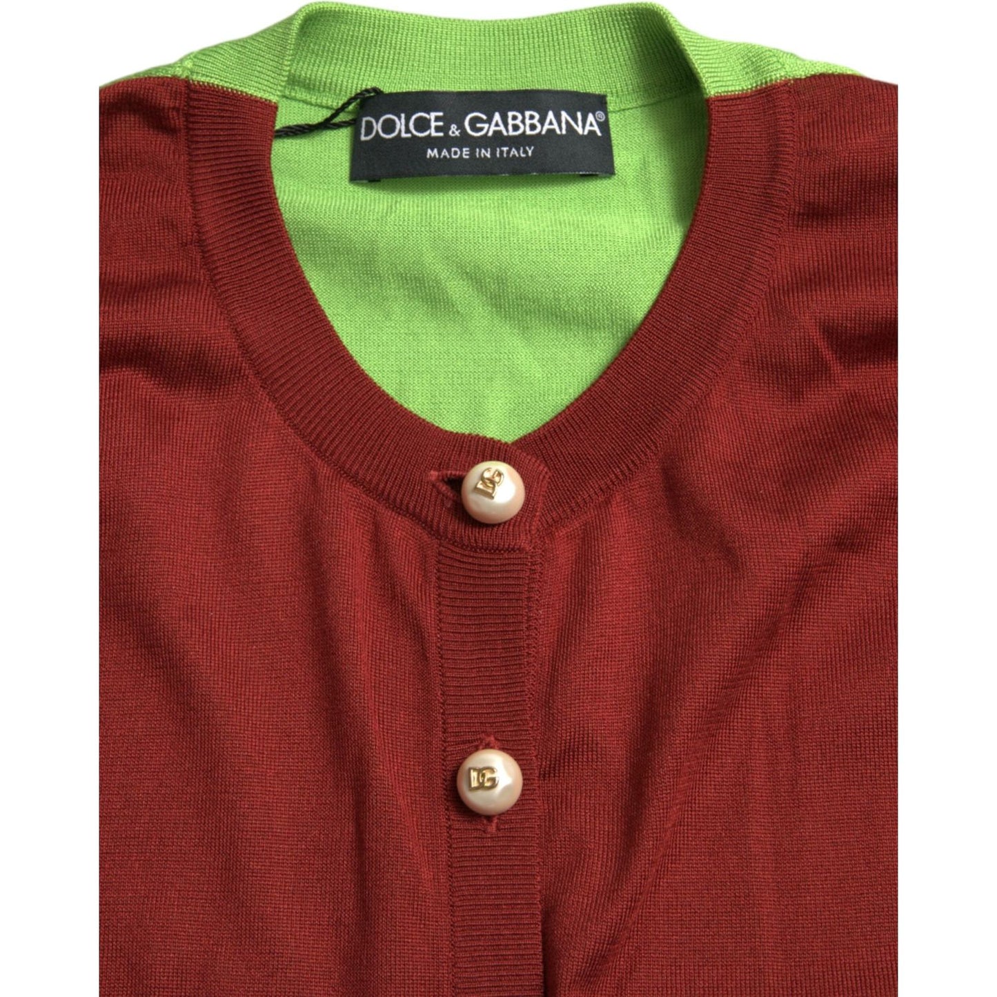 Dolce & Gabbana Multicolor Silk Crewneck Cardigan Sweater TSH84540-38