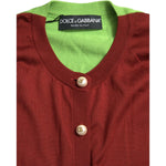 Dolce & Gabbana Multicolor Silk Crewneck Cardigan Sweater TSH84540-38