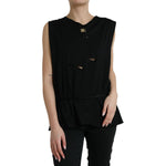 Dolce & Gabbana Black Cotton Lace Up Logo Round Neck Tank Top TSH84683-42