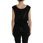 Dolce & Gabbana Black Cotton Lace Up Logo Round Neck Tank Top TSH84683-42
