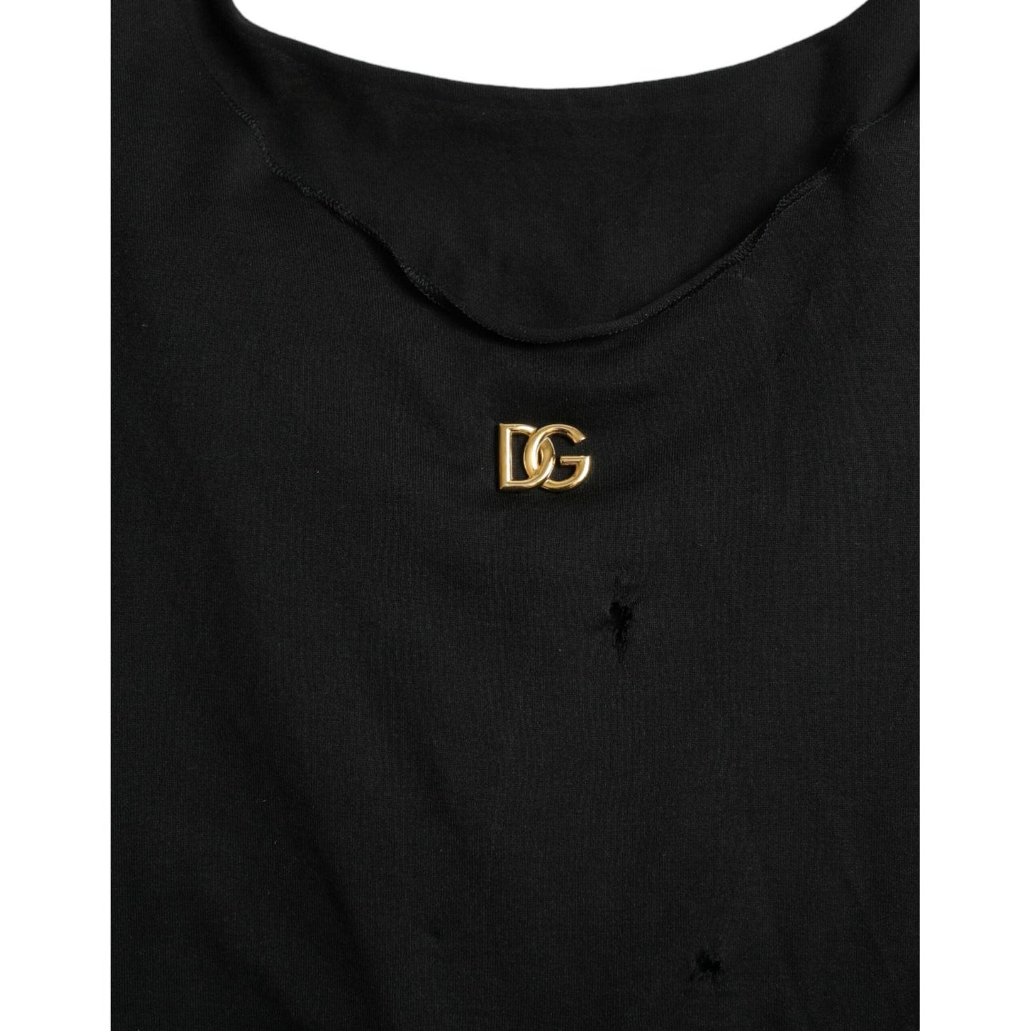 Dolce & Gabbana Black Cotton Lace Up Logo Round Neck Tank Top TSH84683-42