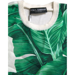 Dolce & Gabbana White Banana Leaf Print Crew Neck Tank Top TSH84843-36