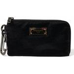 Dolce & Gabbana Black Nylon Logo Plaque Keyring Pouch Clutch Bag BAG1315