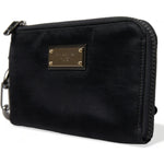 Dolce & Gabbana Black Nylon Logo Plaque Keyring Pouch Clutch Bag BAG1315