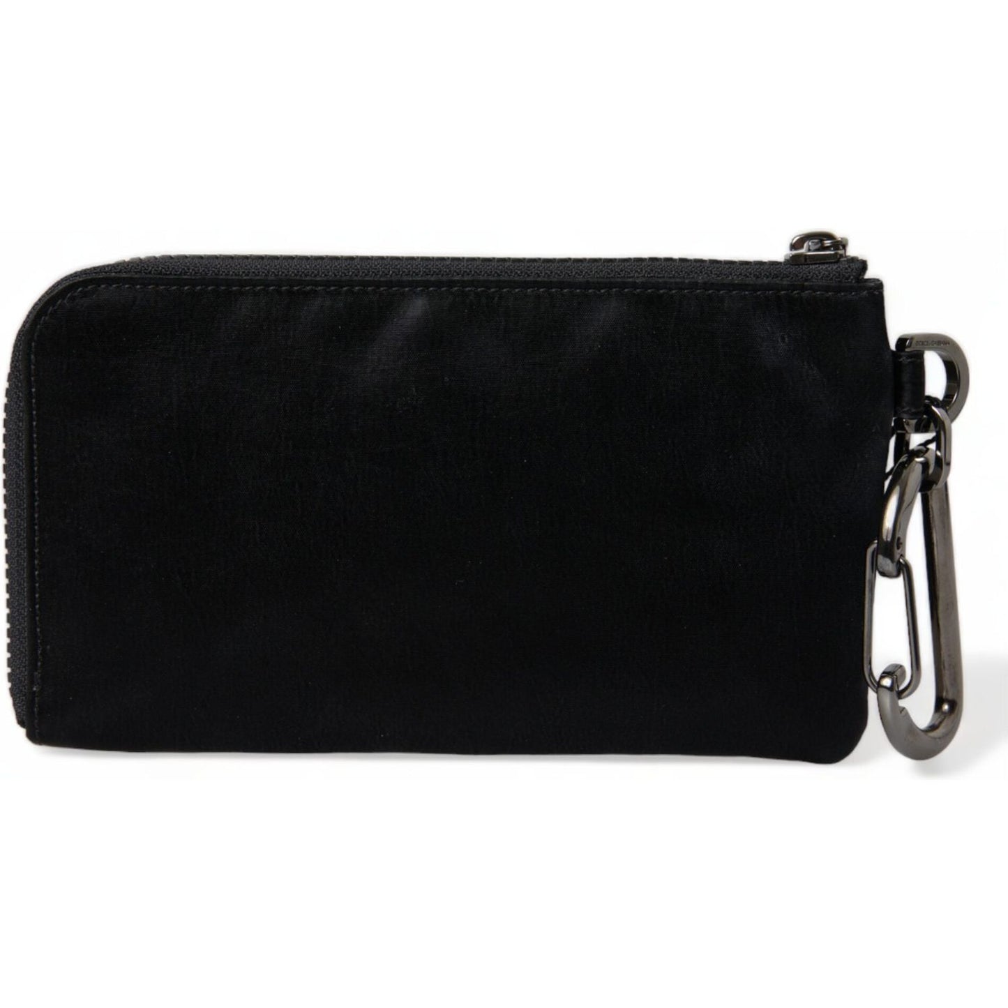 Dolce & Gabbana Black Nylon Logo Plaque Keyring Pouch Clutch Bag BAG1315