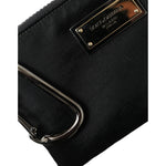 Dolce & Gabbana Black Nylon Logo Plaque Keyring Pouch Clutch Bag BAG1315