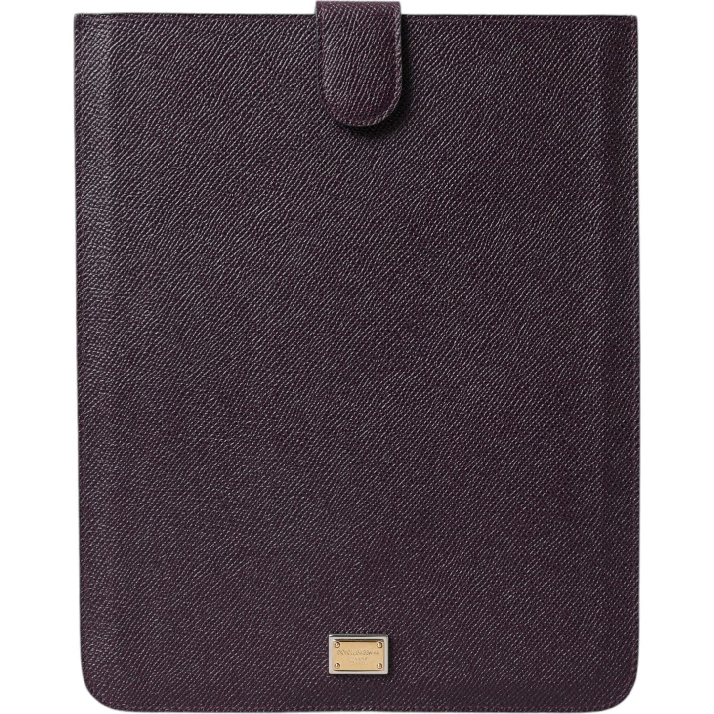 Dolce & Gabbana Dark Brown Leather Logo Plaque Cover Sleeve Tablet Case BAG1375