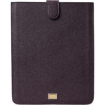 Dolce & Gabbana Dark Brown Leather Logo Plaque Cover Sleeve Tablet Case BAG1375