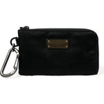 Dolce & Gabbana Black Nylon Logo Plaque Keyring Pouch Clutch Bag BAG1327