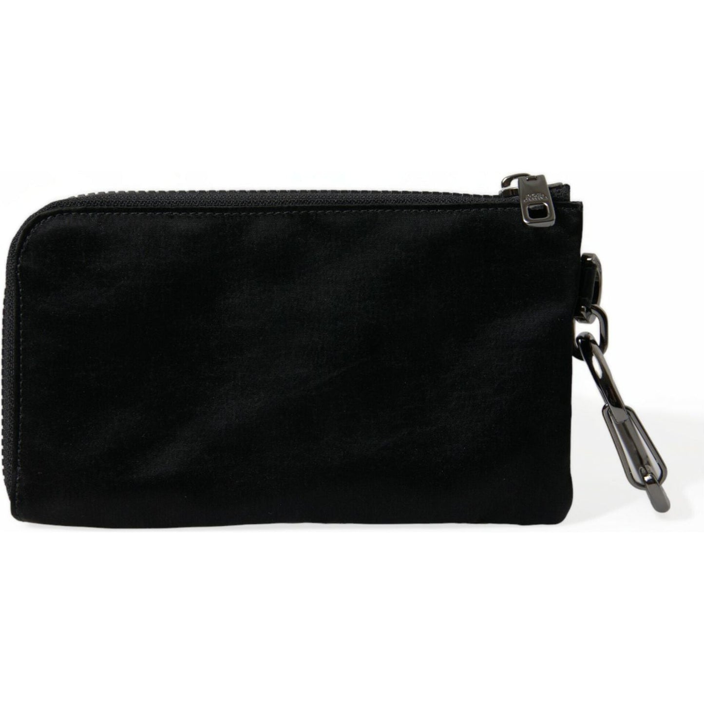 Dolce & Gabbana Black Nylon Logo Plaque Keyring Pouch Clutch Bag BAG1327