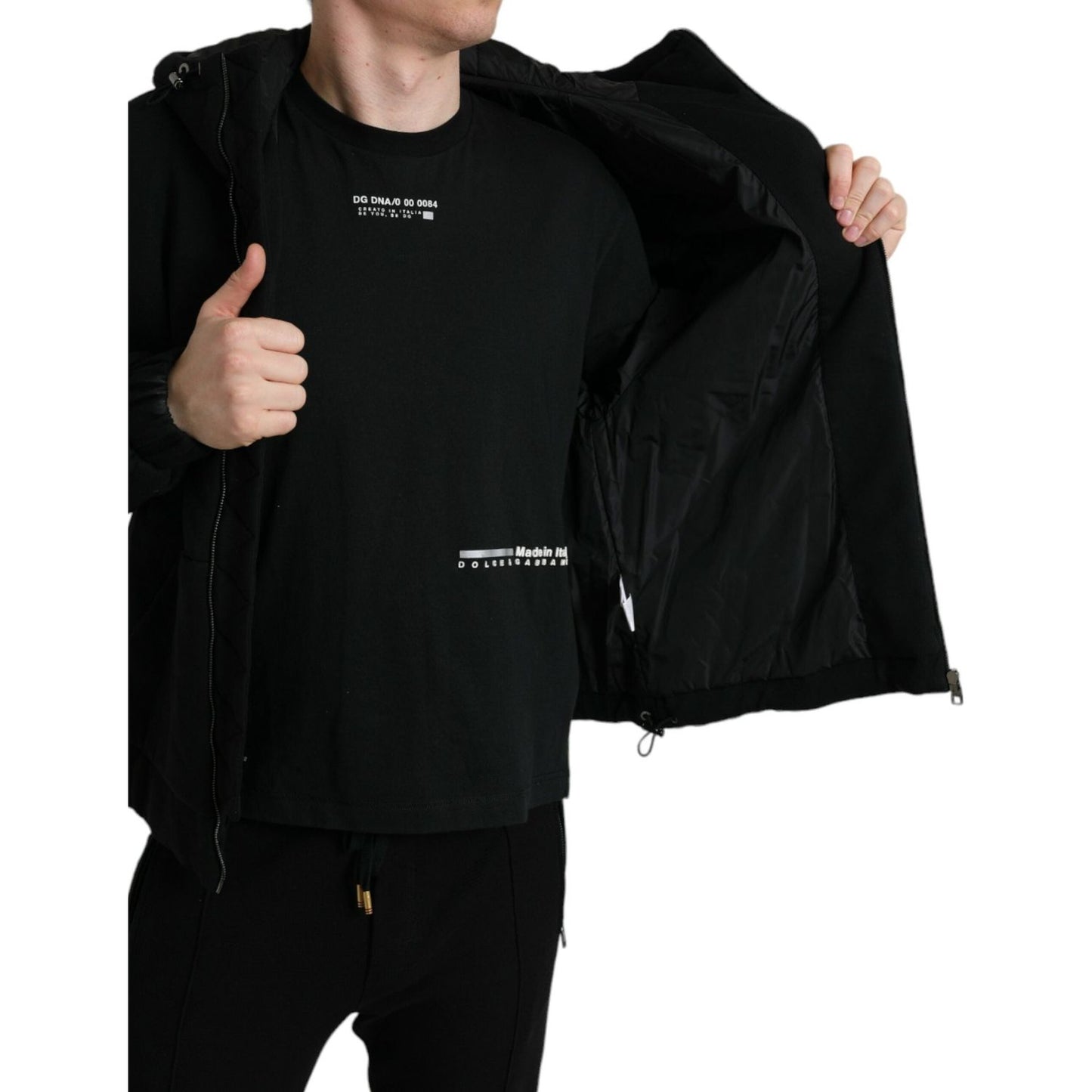 Dolce & Gabbana Black Cotton Hooded Logo Bomber Jacket JKT4009-48