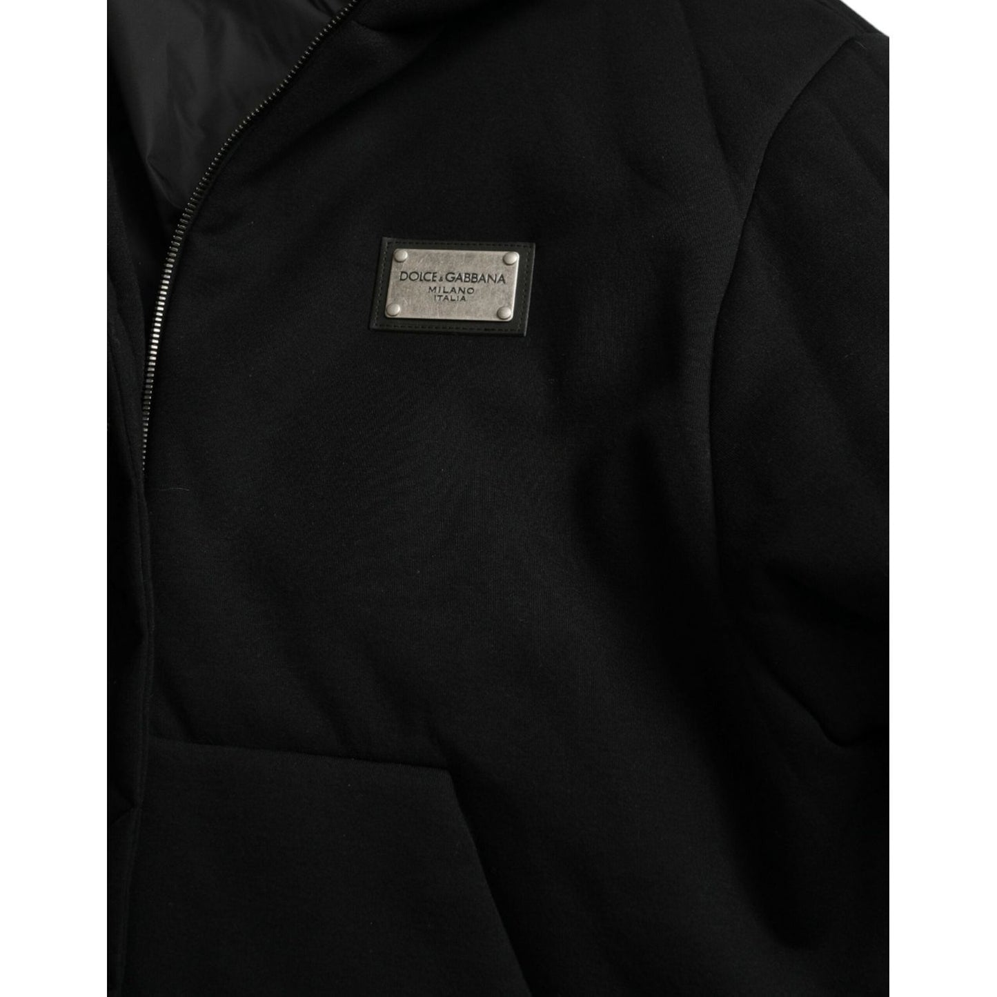 Dolce & Gabbana Black Cotton Hooded Logo Bomber Jacket JKT4009-48