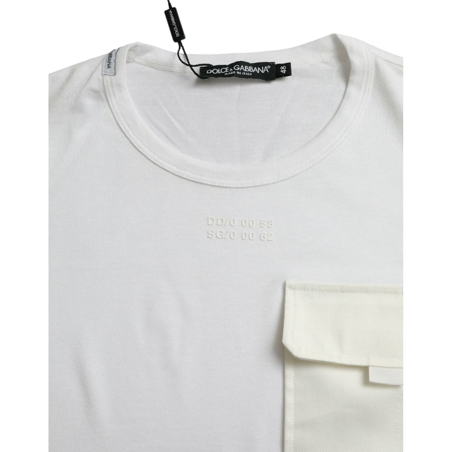 Dolce & Gabbana White Cotton Pocket Short Sleeves T-shirt TSH85133-48