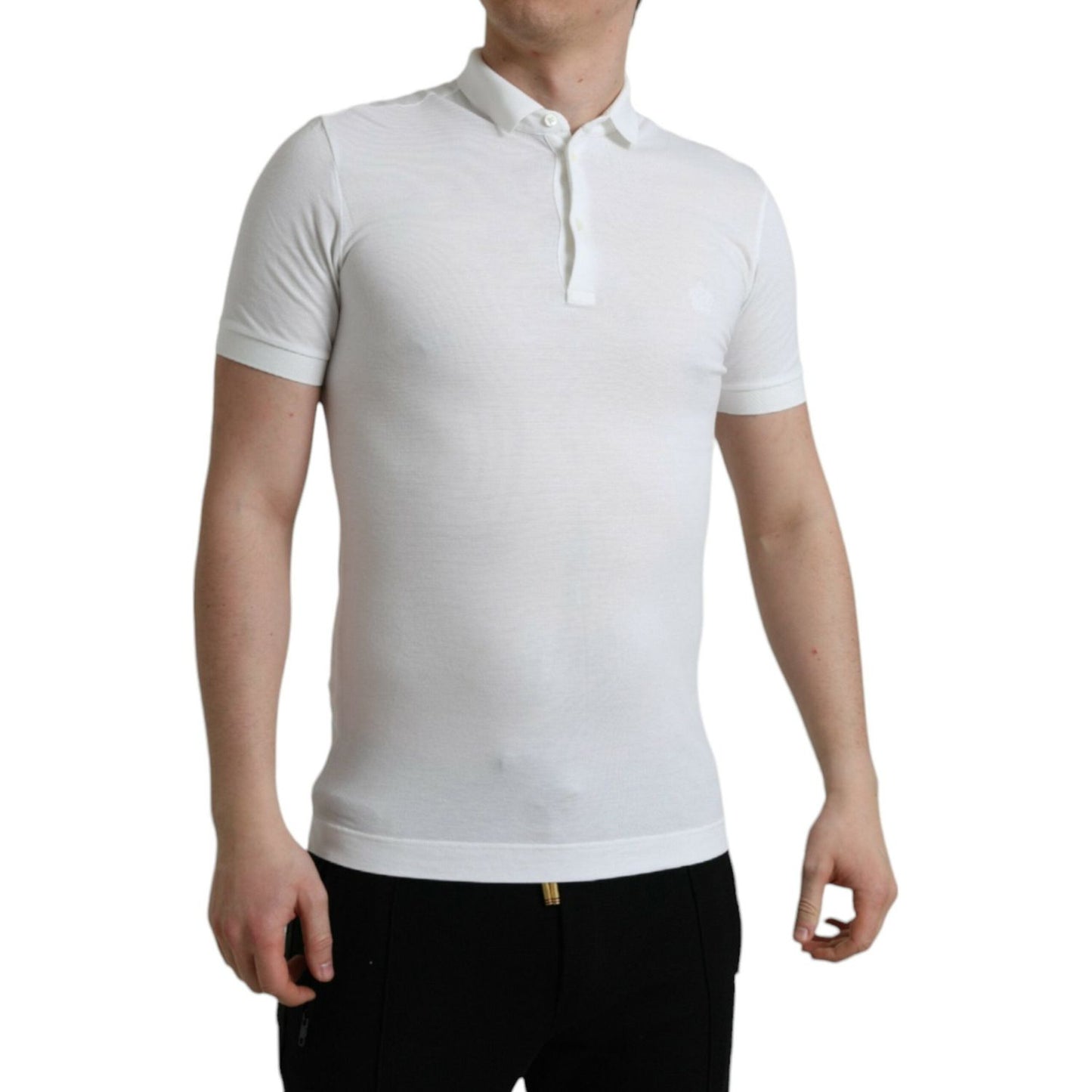 Dolce & Gabbana White Collared Short Sleeve Crown T-shirt TSH85165-44