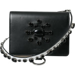 Dolce & Gabbana Black White Leather Crystal Embellished Cardholder Wallet BAG1131