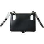 Dolce & Gabbana Black White Leather Crystal Embellished Cardholder Wallet BAG1131