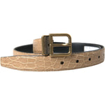 Dolce & Gabbana Beige Exotic Leather Gold Metal Buckle Belt BEL9108-90