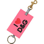 Dolce & Gabbana Pink Silicone DG Logo Gold Brass Keychain SMY101333
