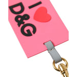 Dolce & Gabbana Pink Silicone DG Logo Gold Brass Keychain SMY101333