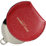 Dolce & Gabbana Red Calfskin Leather Round Logo Hand Mirror Holder SMY101228