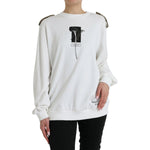 Dolce & Gabbana White Floral Cotton Crew Neck Pullover Sweater TSH84804-40