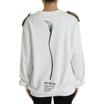 Dolce & Gabbana White Floral Cotton Crew Neck Pullover Sweater TSH84804-40