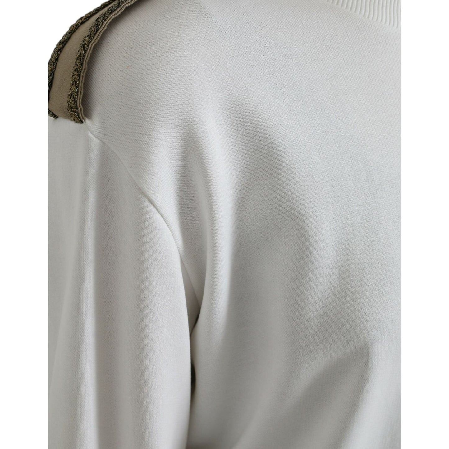 Dolce & Gabbana White Floral Cotton Crew Neck Pullover Sweater TSH84804-40
